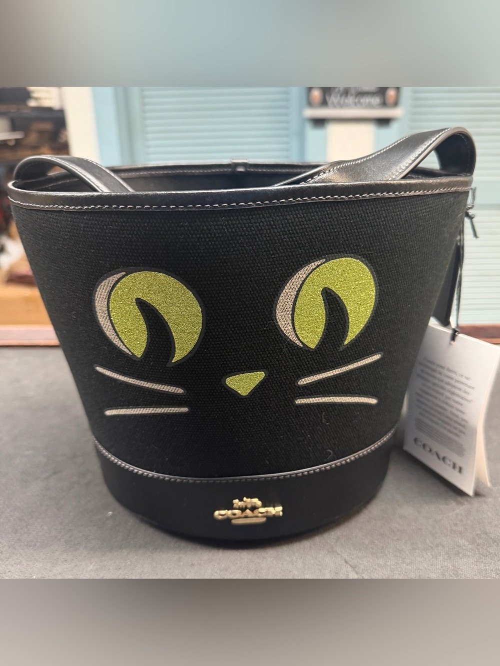 NWT Coach CW532 Trick or Treat Black Cat Halloween Bucket Bag 2024 Purse